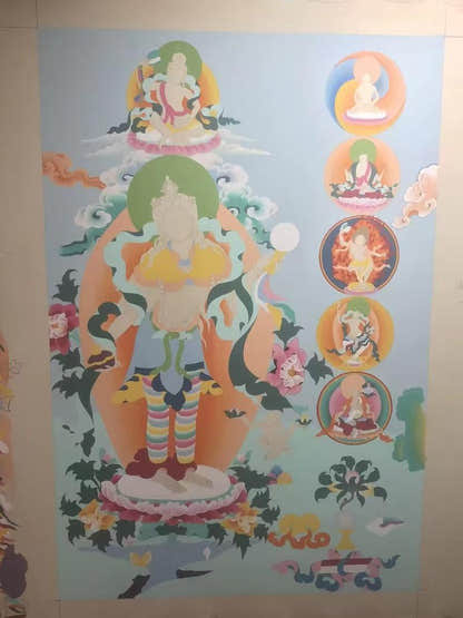 Hand Painted Yeshe Tsogyal Thanka - 130cm Height - Tibetan thangka painting, view 12