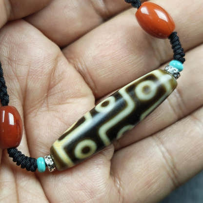 Vintage 9 Eyes Dzi Bead Necklace - Tibetan Buddhist bead necklace, view 9