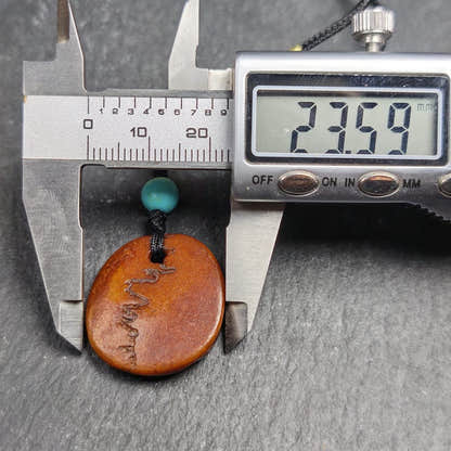 Antique Kapala Amulet - Gandhanra Old Tibetan Protective Charm - 24mm - Decades  - Tibetan Buddhist amulet, size reference