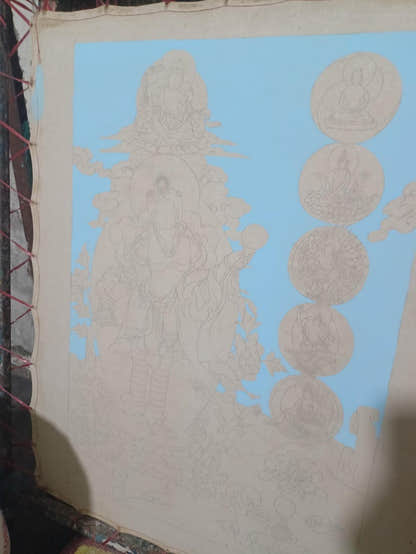 Hand Painted Yeshe Tsogyal Thanka - 130cm Height - Tibetan thangka painting, view 9