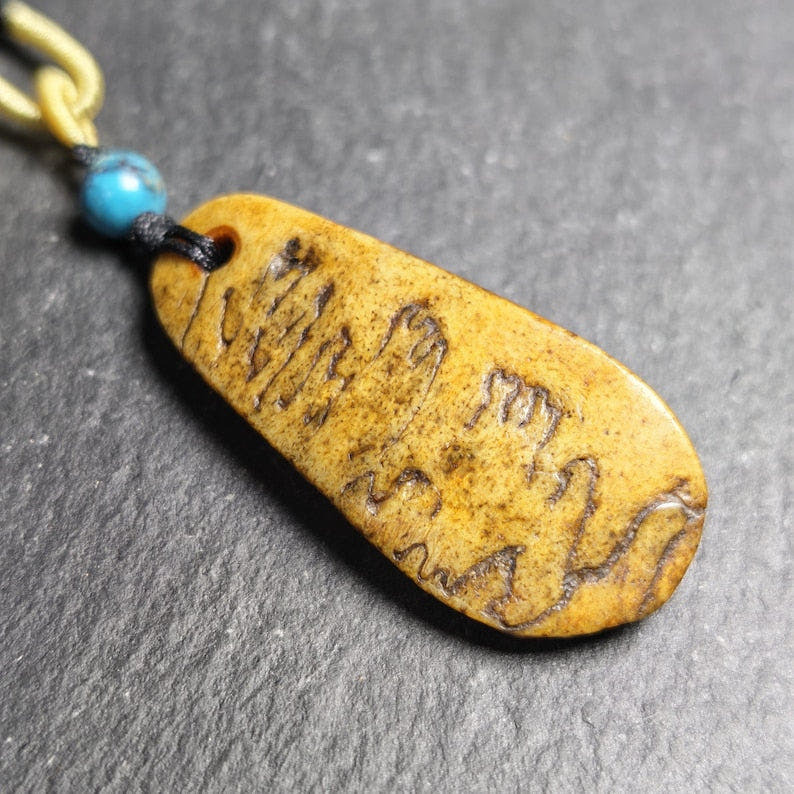 Antique Shield-shaped Kapala Amulet - 46mm - Tibetan Buddhist amulet, view 7