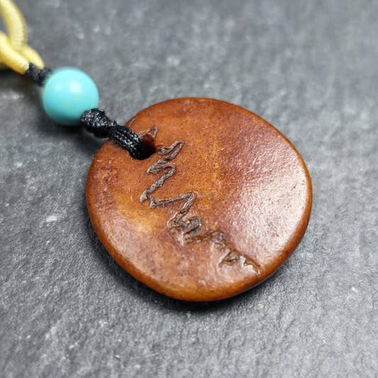 Antique Kapala Amulet - Gandhanra Old Tibetan Protective Charm - 24mm - Decades  - Tibetan Buddhist amulet, front view