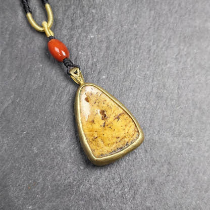Shield-shaped Kapala Amulet - 37mm - Tibetan Buddhist amulet, detailed view