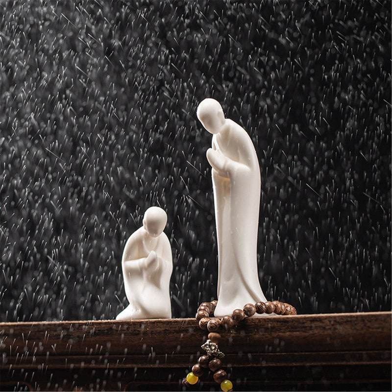 White Porcelain Meditation Buddha Statues - Tibetan Buddhist statue, front view