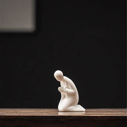White Porcelain Meditation Buddha Statues - Tibetan Buddhist statue, size reference