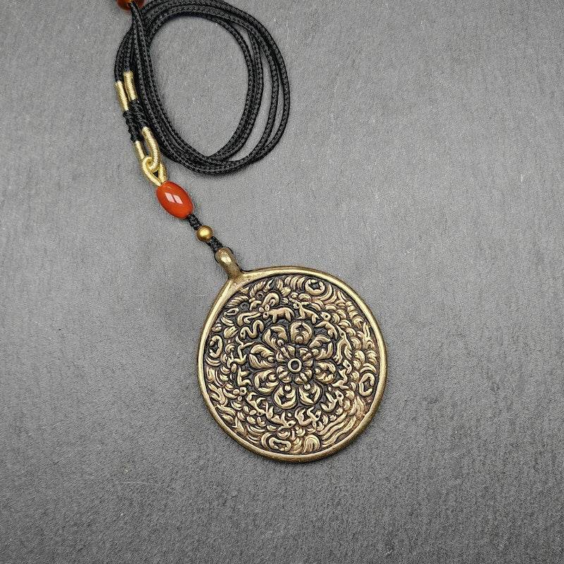 Buddhist Amulet,Melong SIPAHO,Mandala Flower Pattern - Tibetan Buddhist amulet, view 8