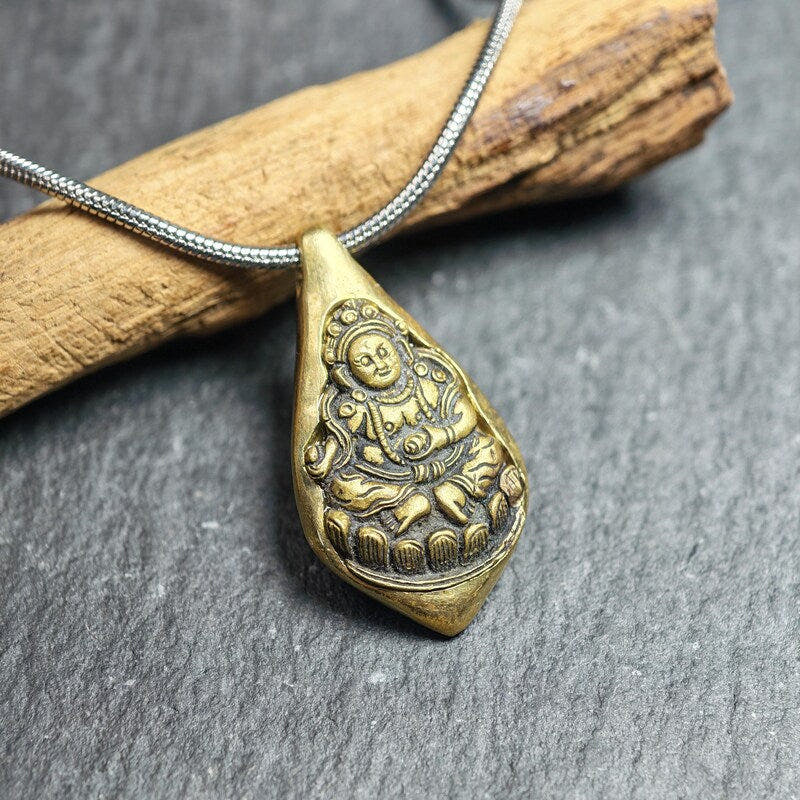 Buddhist Amulet Necklace - Tibetan Buddhist bead necklace, close-up detail