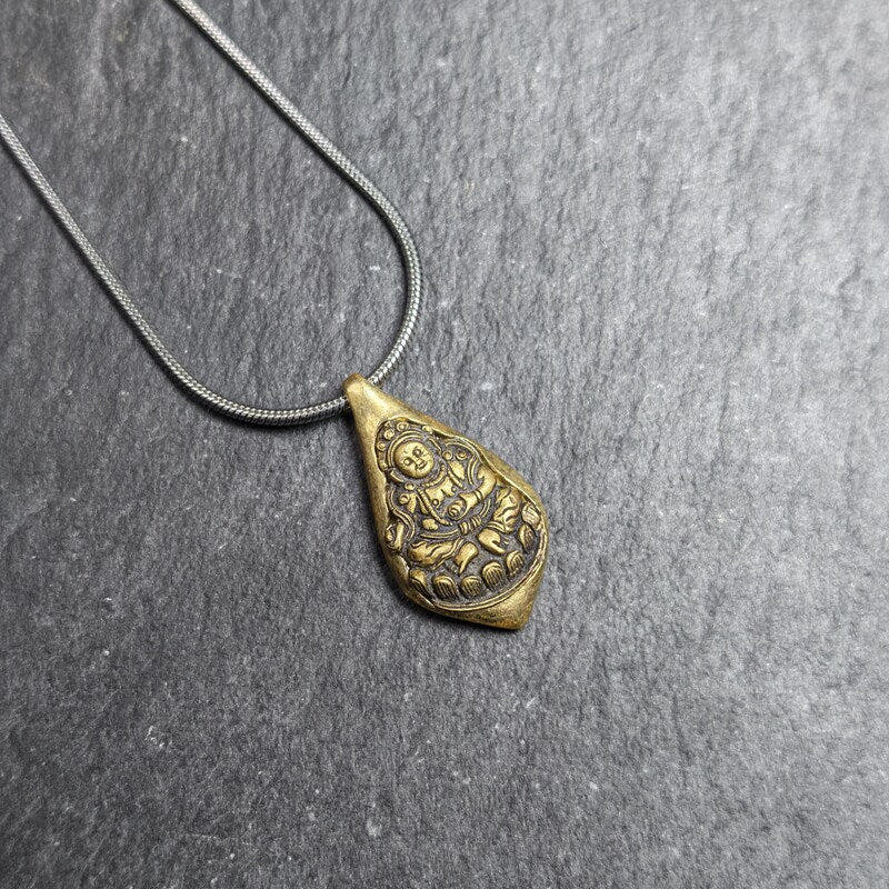 Buddhist Amulet Necklace - Tibetan Buddhist bead necklace, front view
