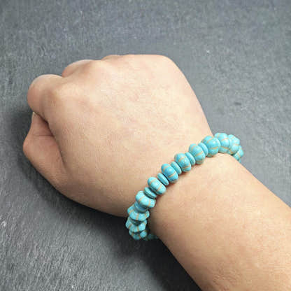 Old Turquoise Bracelet 7.4" Circumference - Tibetan Buddhist art, view 7