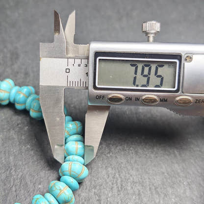 Old Turquoise Bracelet 7.4" Circumference - Tibetan Buddhist art, size reference