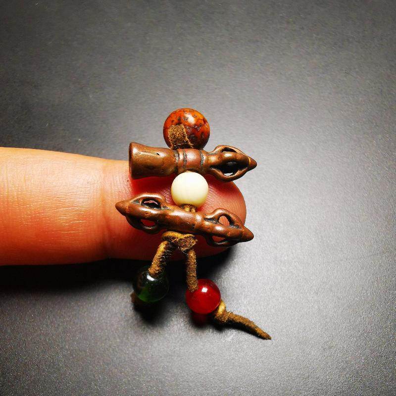 Amulet,Mini Vajra and Tibetan Bell Bead Pendant - Tibetan Buddhist amulet, view 5