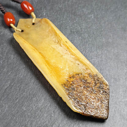 Brahma Amulet | Vintage Tibetan Yak Bone Carved Protective Pendant - 13cm