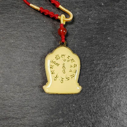 White Mahakala Amulet | Vintage Tibetan Protective Pendant 36mm