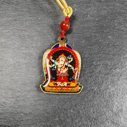 White Mahakala Amulet | Vintage Tibetan Protective Pendant 36mm