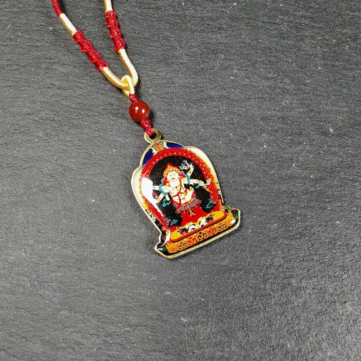 White Mahakala Amulet | Vintage Tibetan Protective Pendant 36mm