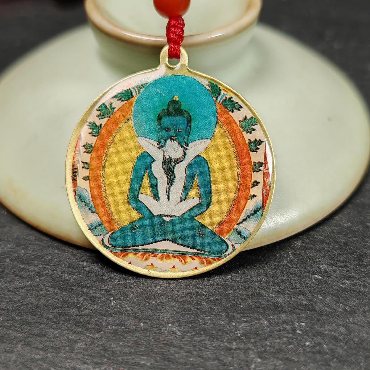 Guru Rinpoche Amulet | Samantabhadra Yab-Yum Protective Pendant | 34mm