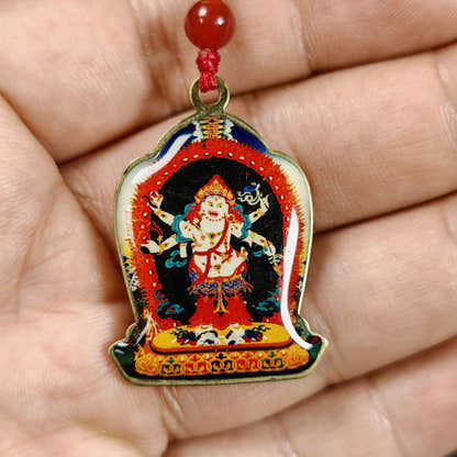 White Mahakala Amulet | Vintage Tibetan Protective Pendant 36mm