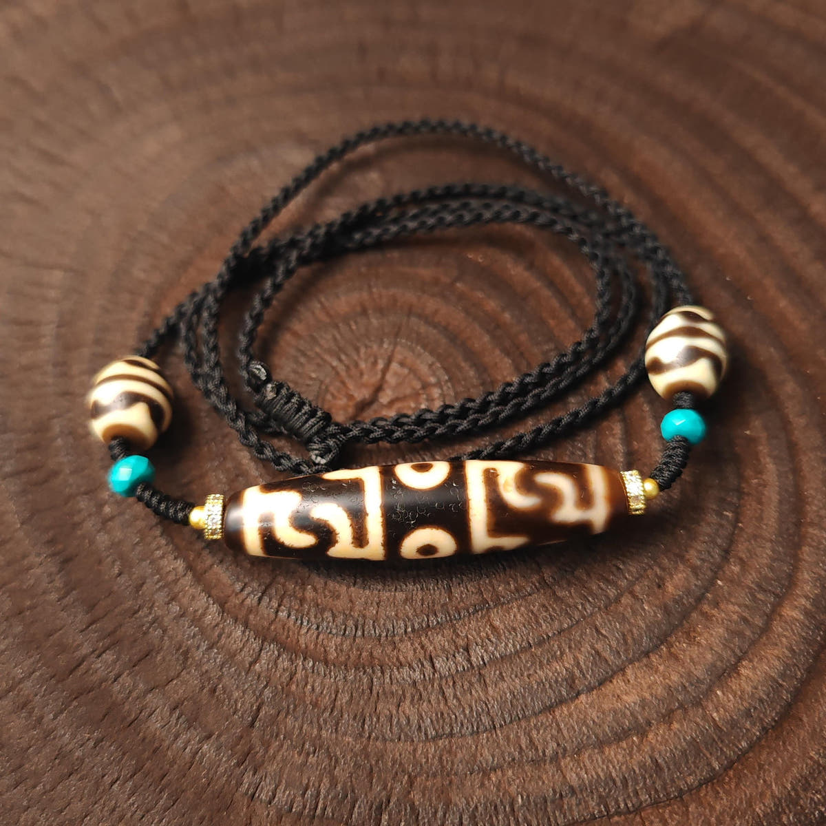 Guru Rinpoche Three Realms Dzi Bead Neckalce 54 × 13 mm