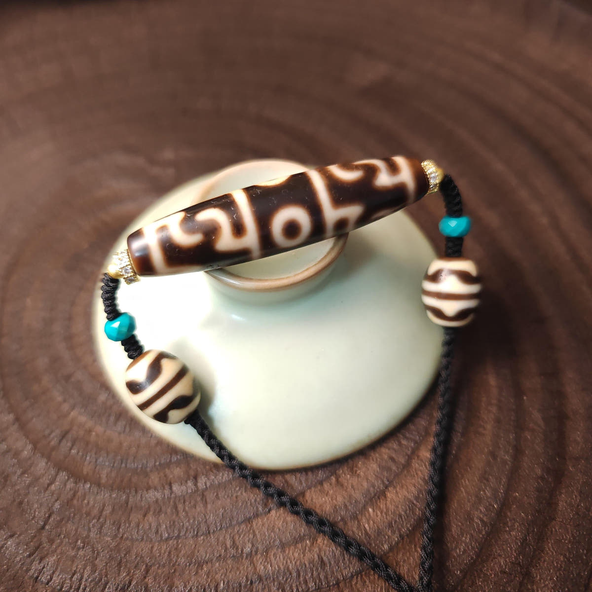 Guru Rinpoche Three Realms Dzi Bead Neckalce 54 × 13 mm