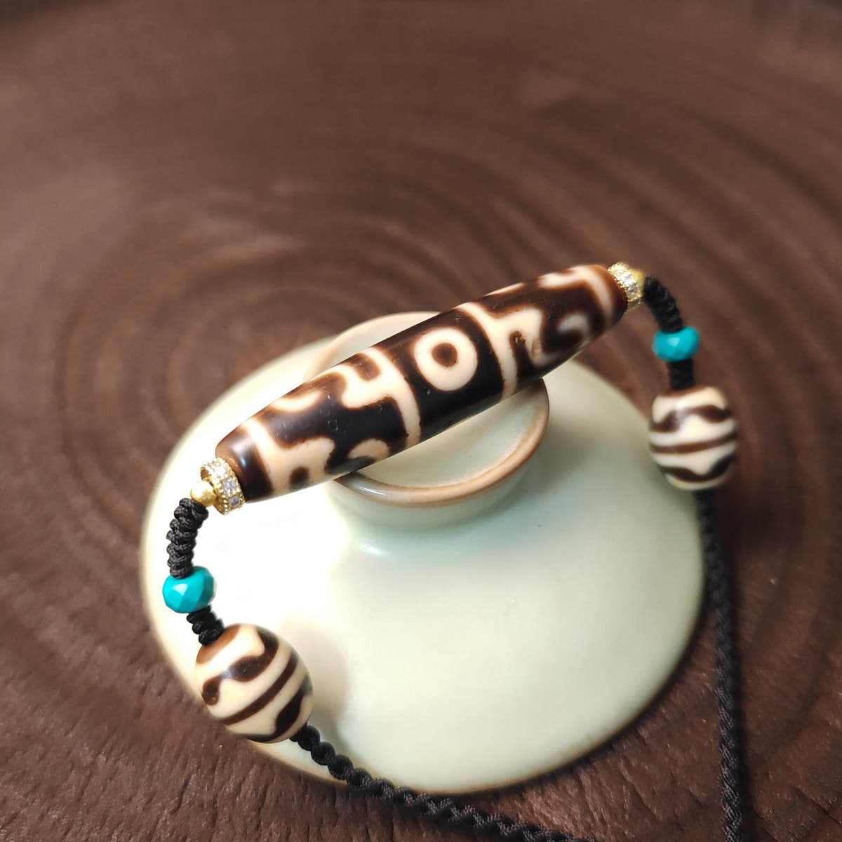 Guru Rinpoche Three Realms Dzi Bead Neckalce 54 × 13 mm