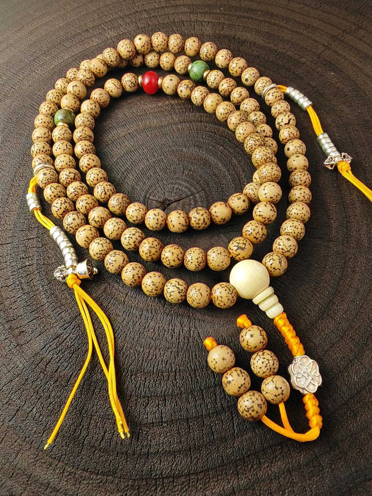 Authentic 7+mm Lotus Seed Necklace Mala: Old Tibetan Rosary 108 Prayer Beads