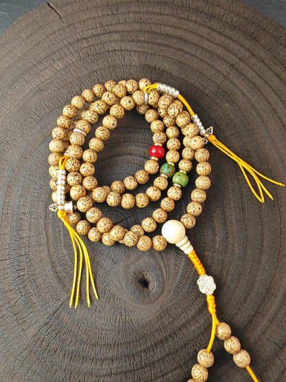 Authentic 7+mm Lotus Seed Necklace Mala: Old Tibetan Rosary 108 Prayer Beads