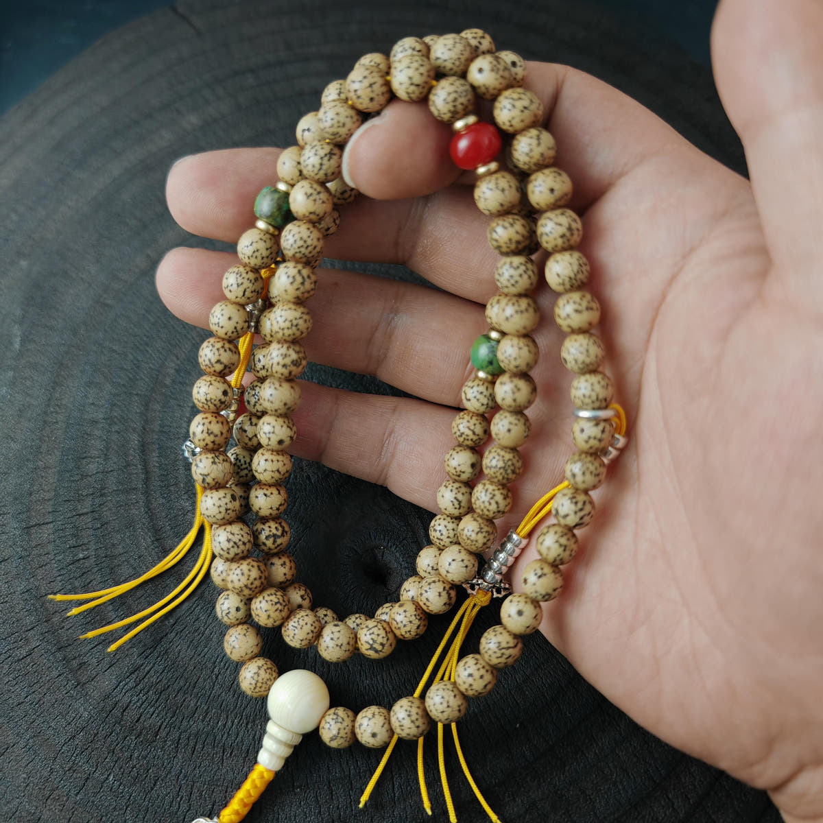 Authentic 7+mm Lotus Seed Necklace Mala: Old Tibetan Rosary 108 Prayer Beads