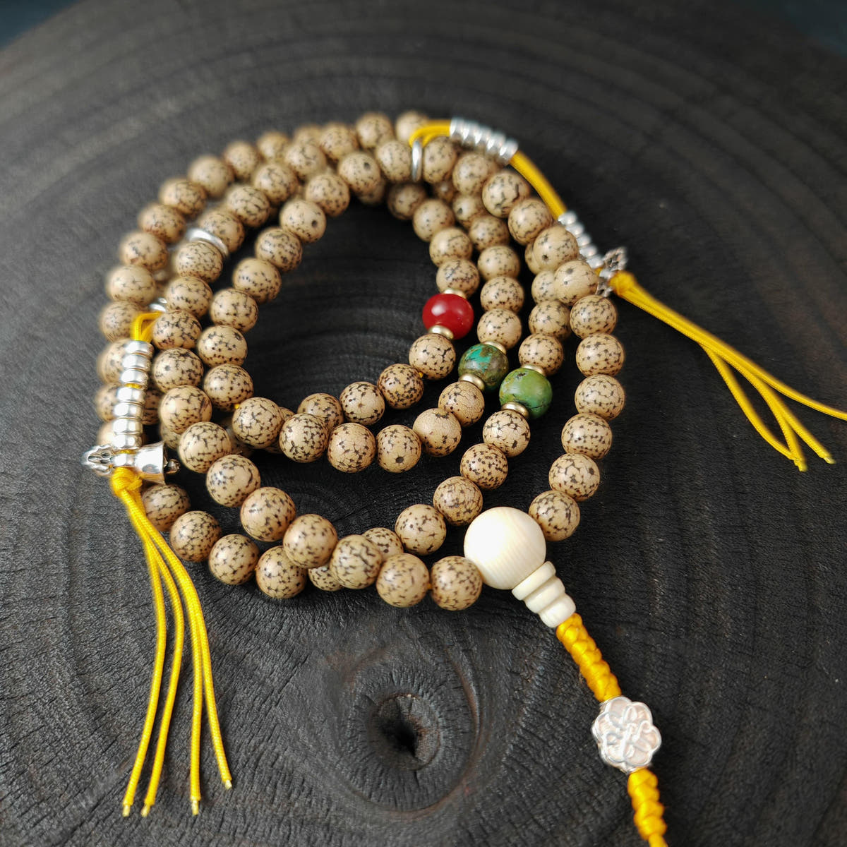 Authentic 7+mm Lotus Seed Necklace Mala: Old Tibetan Rosary 108 Prayer Beads