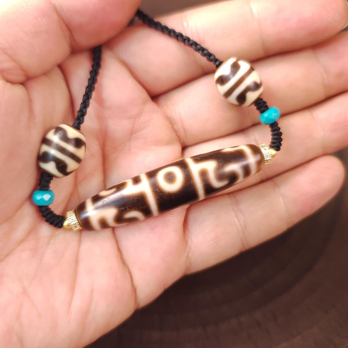 Guru Rinpoche Three Realms Dzi Bead Neckalce 54 × 13 mm