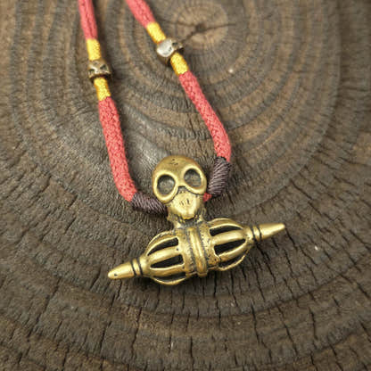 Citipati Skull Vajra Amulet Protective Chram Decades Old - 36×50mm