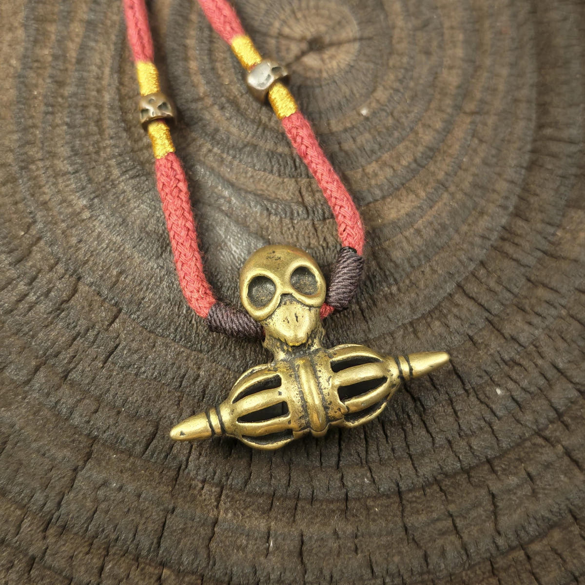 Citipati Skull Vajra Amulet Protective Chram Decades Old - 36×50mm