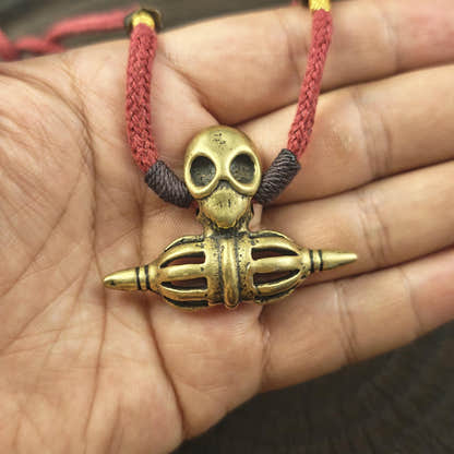 Citipati Skull Vajra Amulet Protective Chram Decades Old - 36×50mm
