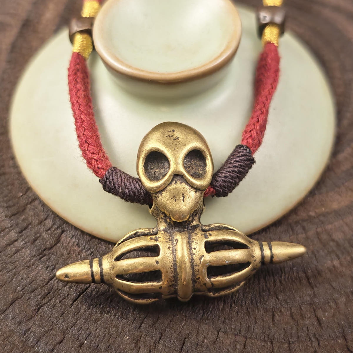 Citipati Skull Vajra Amulet Protective Chram Decades Old - 36×50mm