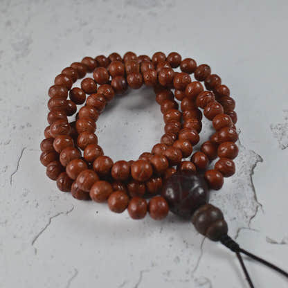 Antique Tibetan Mala Necklace Old Bodhi Wood Prayer Beads 8mm