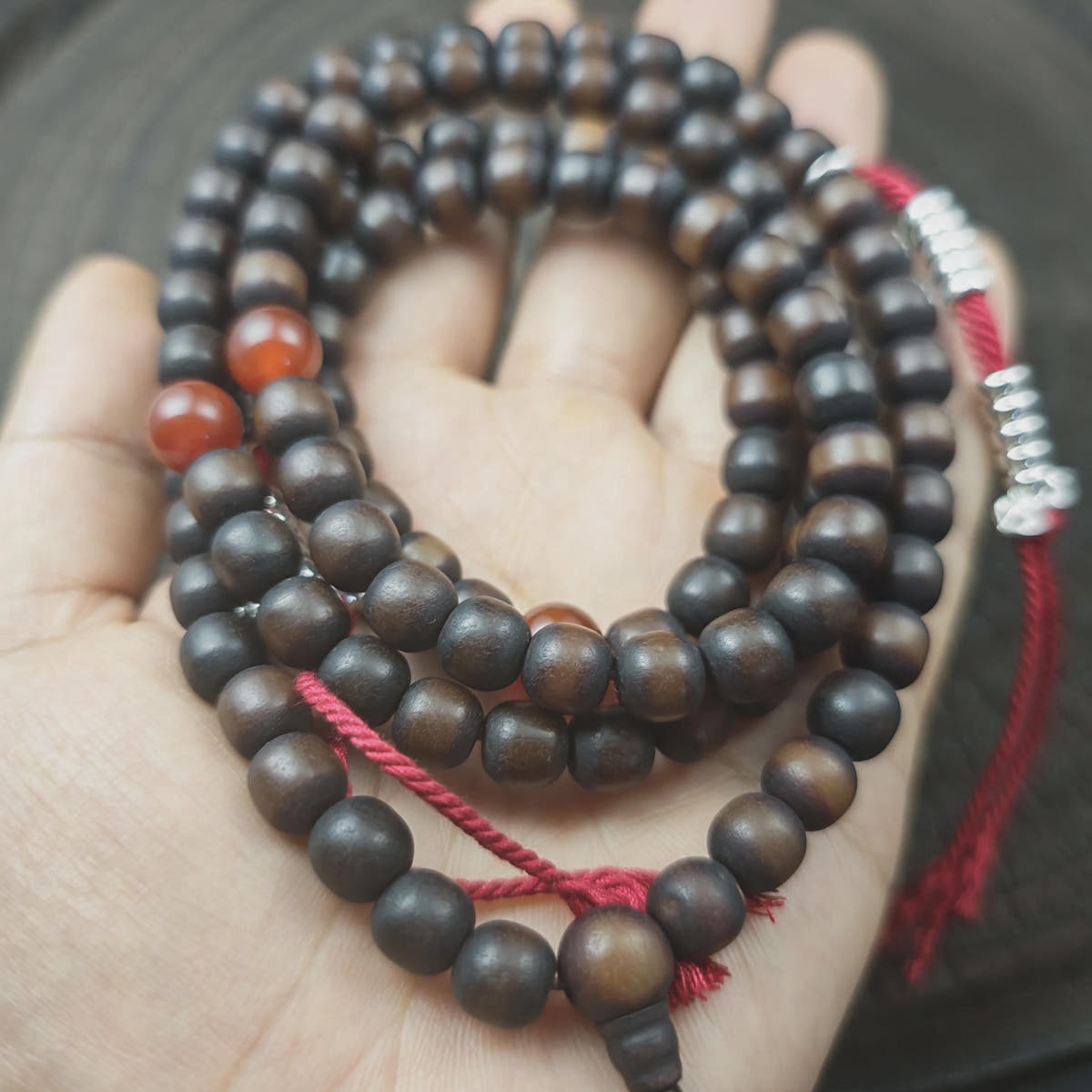 Authentic Old 8mm Bodhi Root Seed Necklace Mala| Tibetan Rosary 108 Prayer Beads - 48cm Stretched