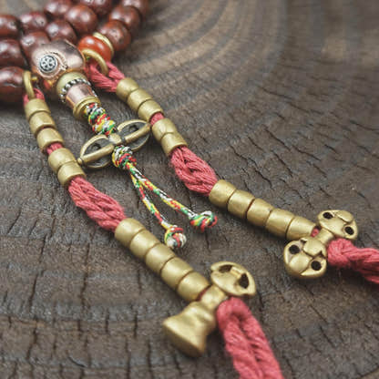 Authentic Tibetan Rudraksha Mala, Old 8mm 108 Prayer Beads Necklace with Turquoise & Dzi Bead, Vintage Antique Finish Tibetan Rosary
