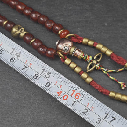 Authentic Tibetan Rudraksha Mala, Old 8mm 108 Prayer Beads Necklace with Turquoise & Dzi Bead, Vintage Antique Finish Tibetan Rosary