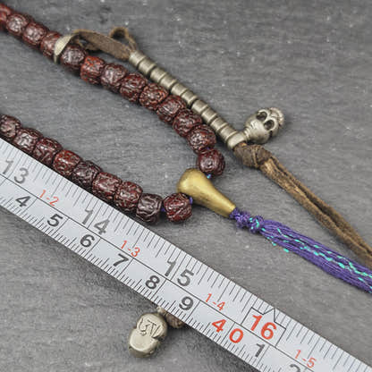 Authentic Tibetan Rosary, Old 8mm 108 Rudraksha Mala Necklace