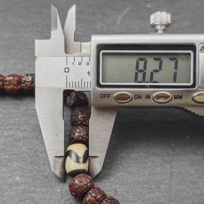 Authentic Tibetan Rosary, Old 8mm 108 Rudraksha Mala Necklace