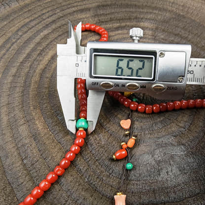 5mm Red Bamboo Coral Mala Necklace, 108 Tibetan Prayer Beads