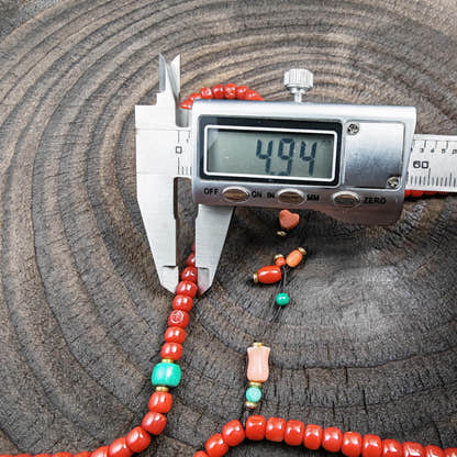 5mm Red Bamboo Coral Mala Necklace, 108 Tibetan Prayer Beads