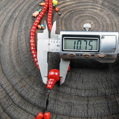6mm Red Bamboo Coral Mala Necklace, 108 Tibetan Prayer Beads
