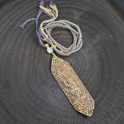 Skull Master Citipai Amulet | Vintage Tibetan Yak Bone Carved Protective Pendant