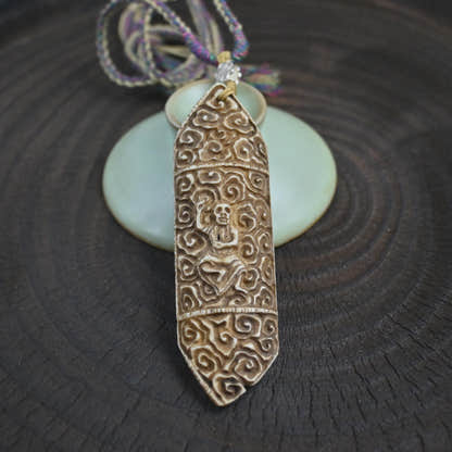 Skull Master Citipai Amulet | Vintage Tibetan Yak Bone Carved Protective Pendant