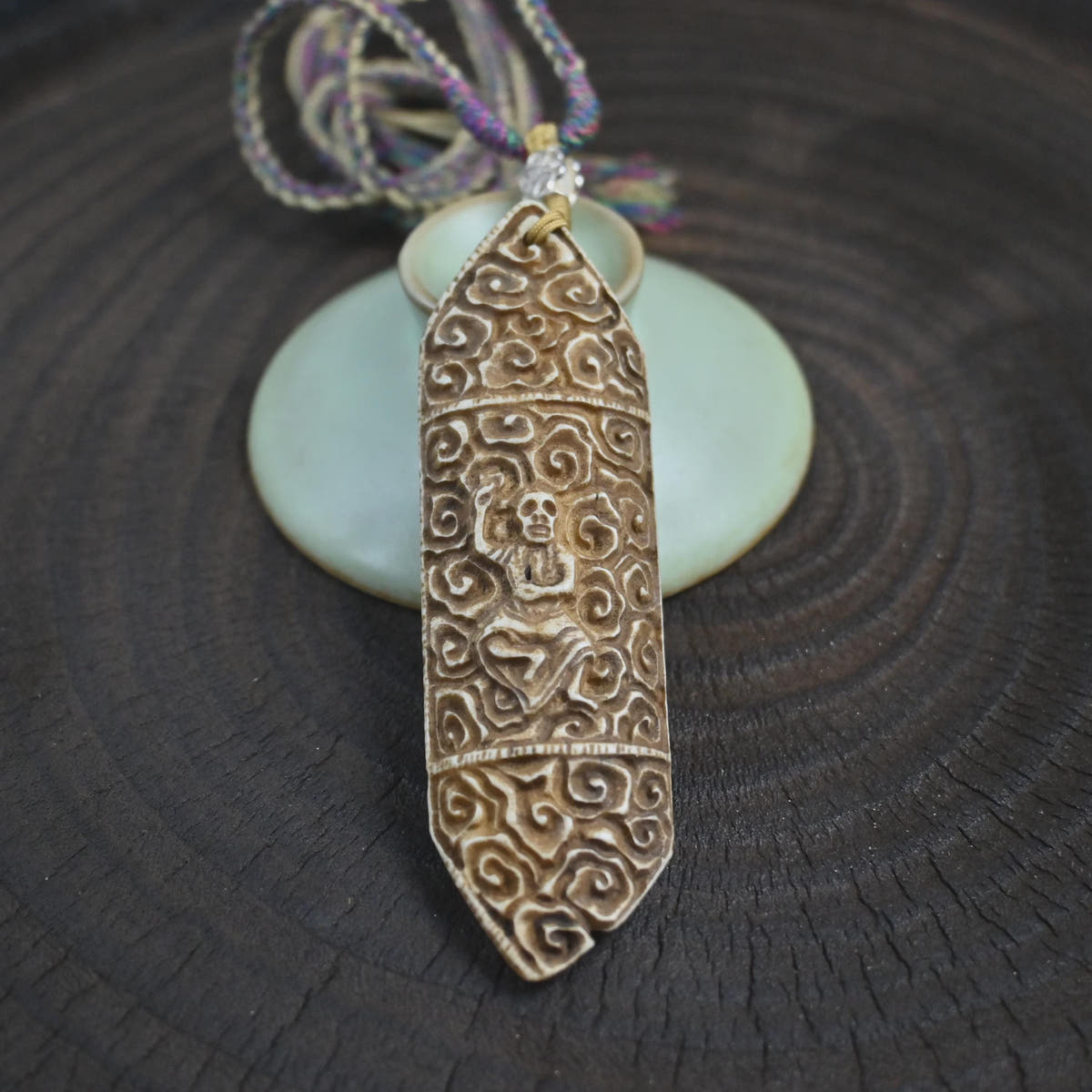 Skull Master Citipai Amulet | Vintage Tibetan Yak Bone Carved Protective Pendant