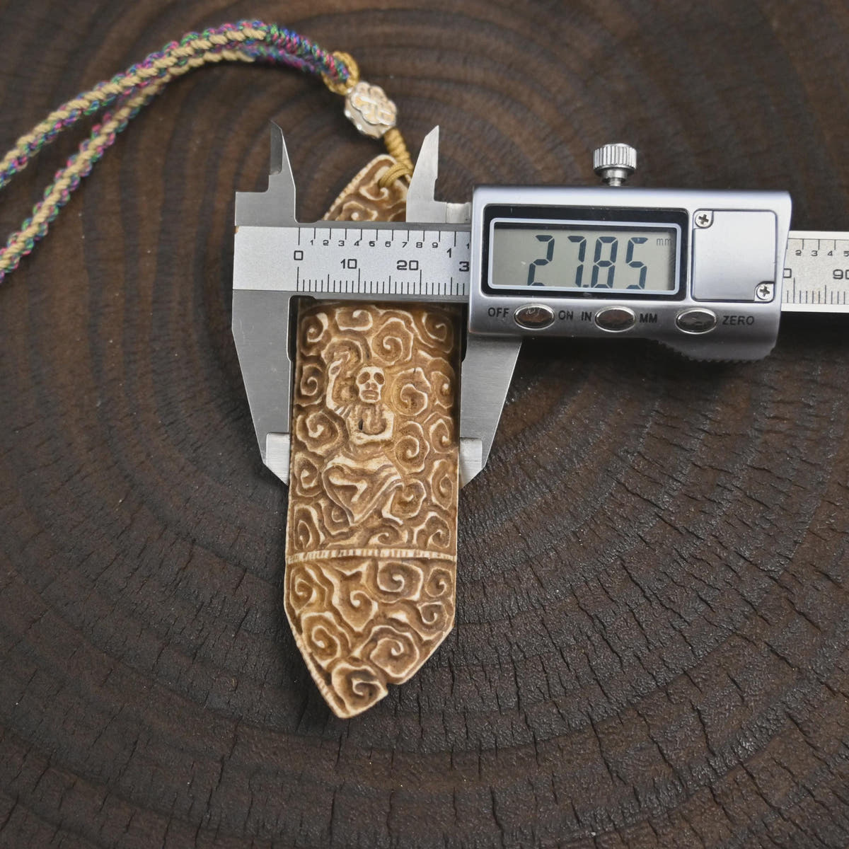 Skull Master Citipai Amulet | Vintage Tibetan Yak Bone Carved Protective Pendant