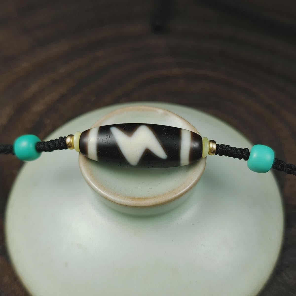 Authentic Thunder 5 Eyes Dzi Necklace | Tibetan Protection Amulet | 30*11mm