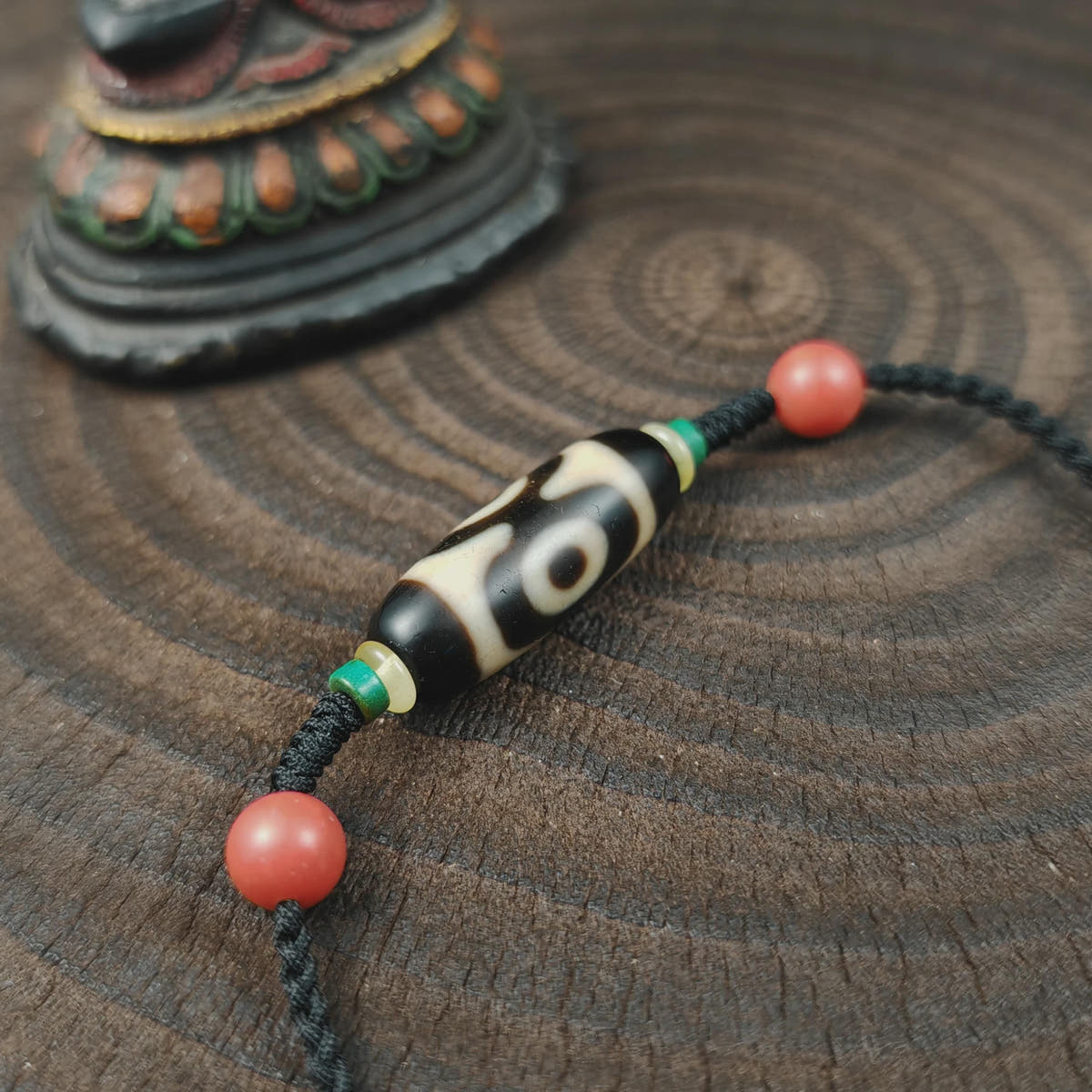 Authentic 3 Eyes Mandala Dzi Necklace | Tibetan Agate Protection Amulet