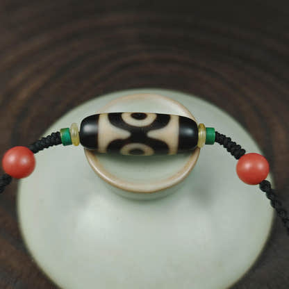Authentic 3 Eyes Mandala Dzi Necklace | Tibetan Agate Protection Amulet