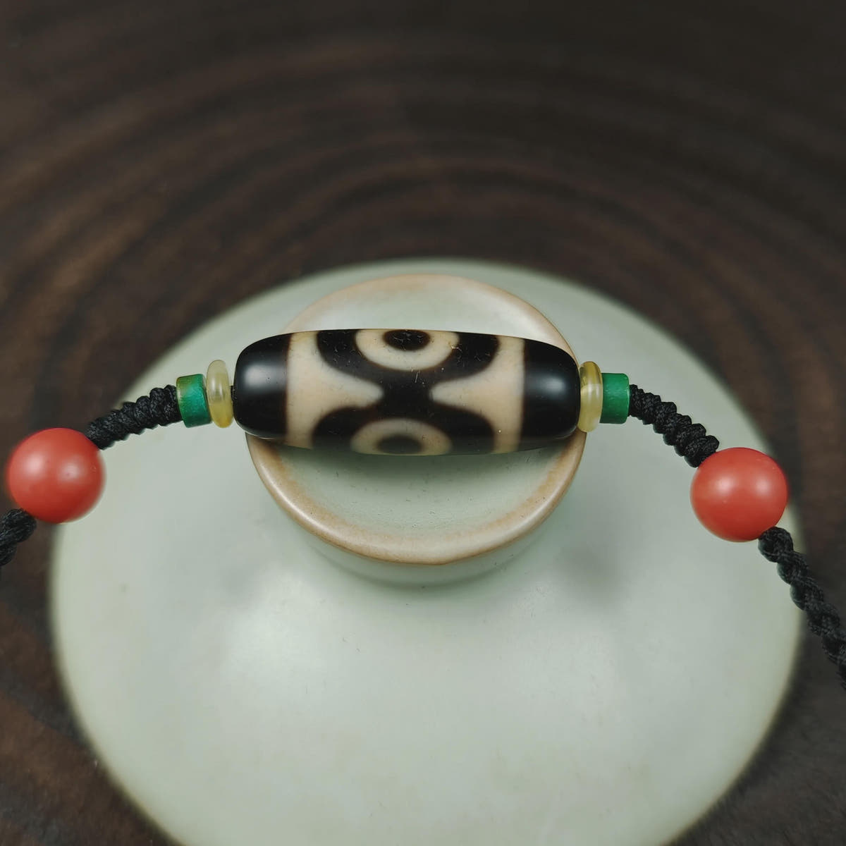 Authentic 3 Eyes Mandala Dzi Necklace | Tibetan Agate Protection Amulet